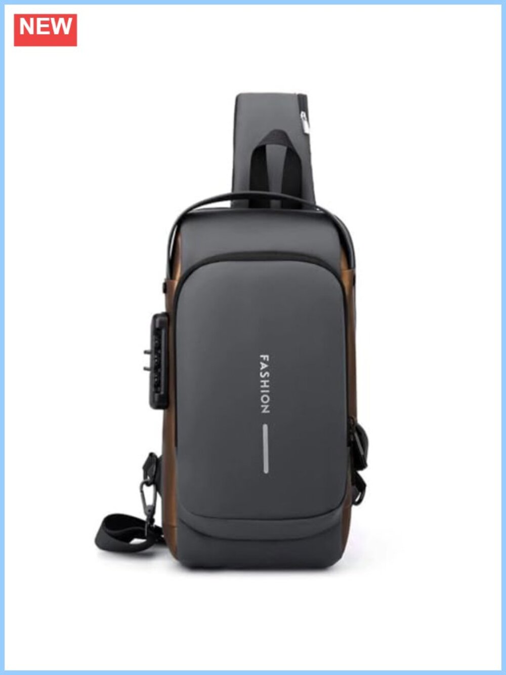 Waterproof Sling Bag Anti-Theft Crossbody with Combination Lock PU Leather